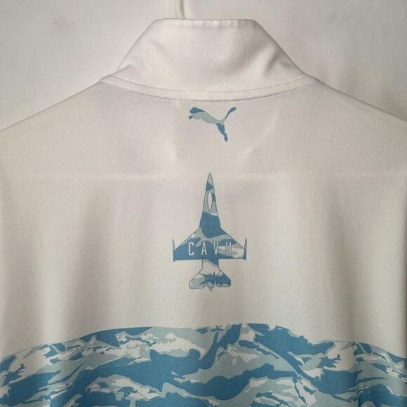 Puma Volition America 1/4 Zip Golf Pullover Mens Size Medium White Blue Camo - Picture 14 of 16